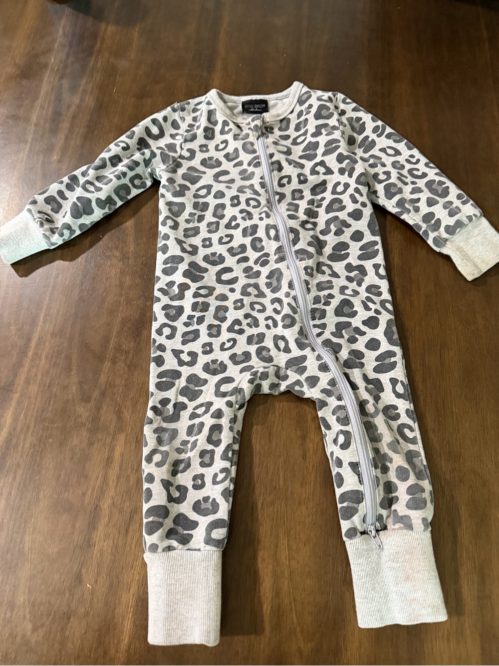 Little Bipsy Gray Leopard-Print Zip One-Piece